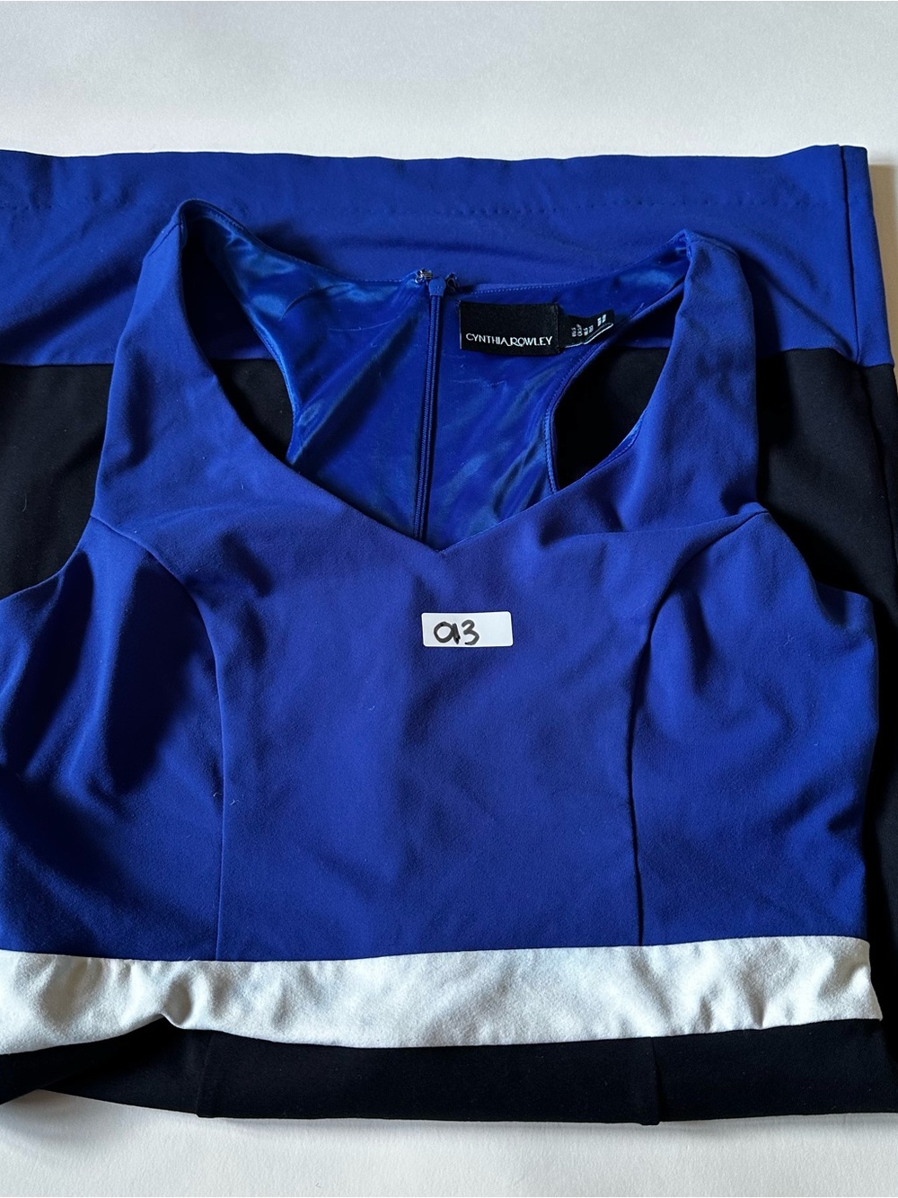 Cynthia Rowley Royal Blue, Black & White Colorblock Midi Dress - Picture 6 of 6